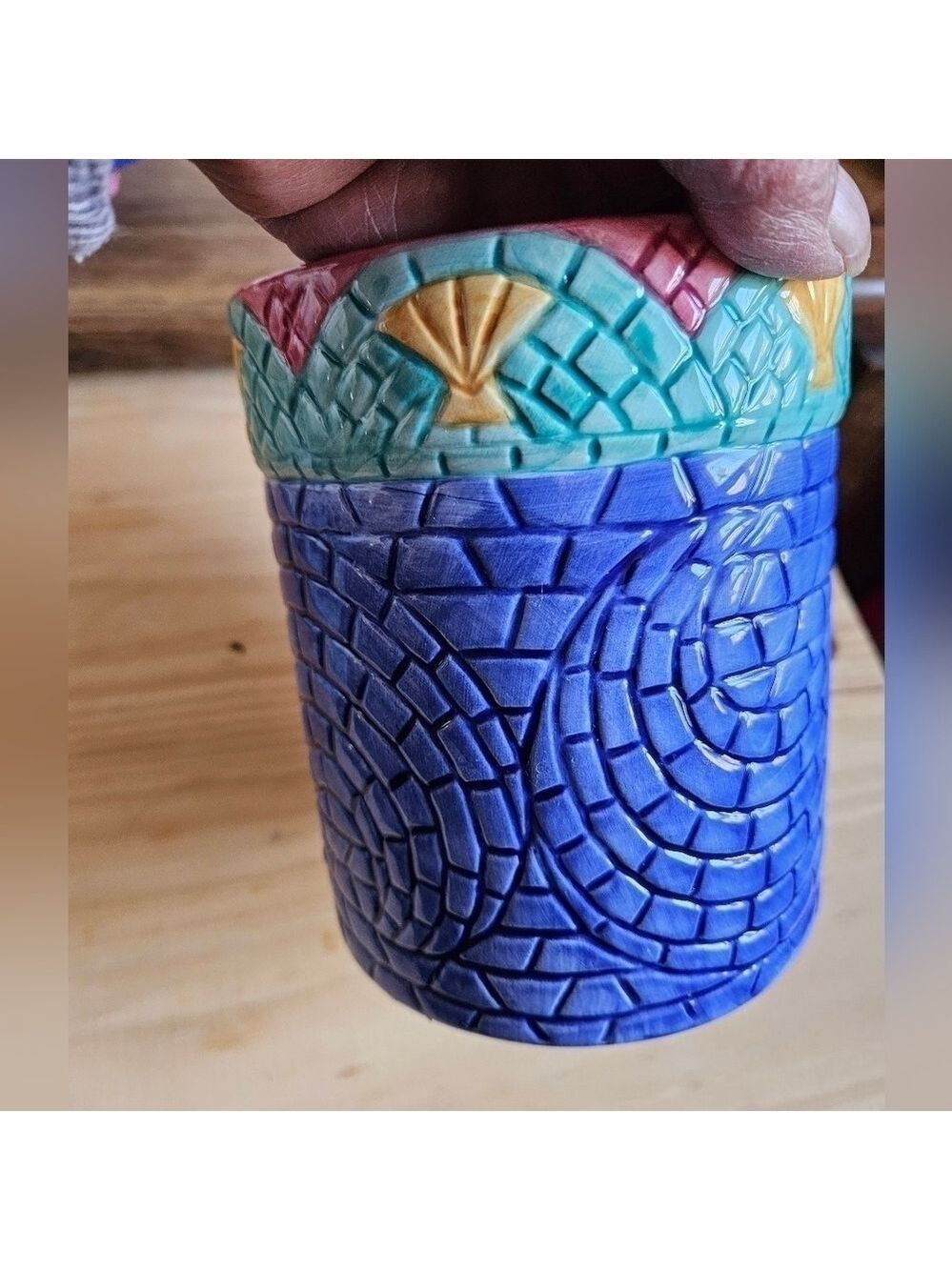 Vintage 90s Clay Art Mosaics 3-piece Ceramic Canister Set - Picture 12 of 16